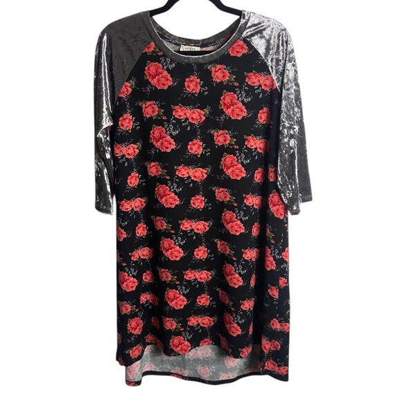 Umgee Size Small Mini Dress Mixed Media Velvet Dark Floral Whimisgoth Fall Black - Picture 1 of 6